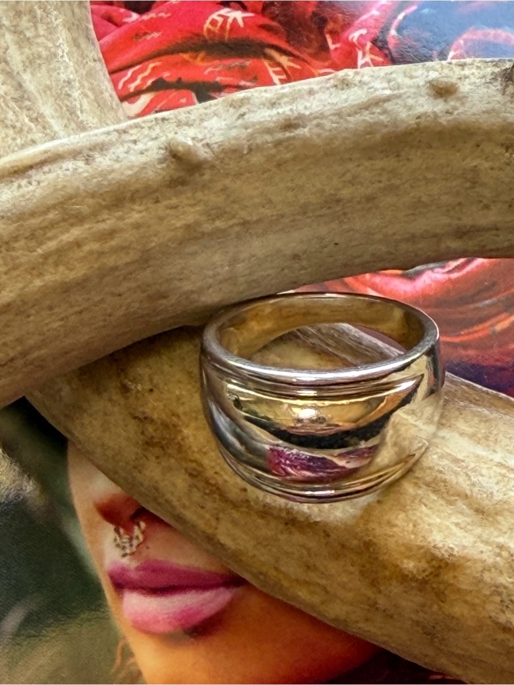 Wide Band Silver Tone Statement Ring - Chunky Domed Cocktail Ring